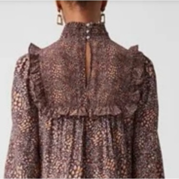 French Connection Women’s Faith Tiered Midi High Neck Ruffle New Dress size 10 - Picture 5 of 16